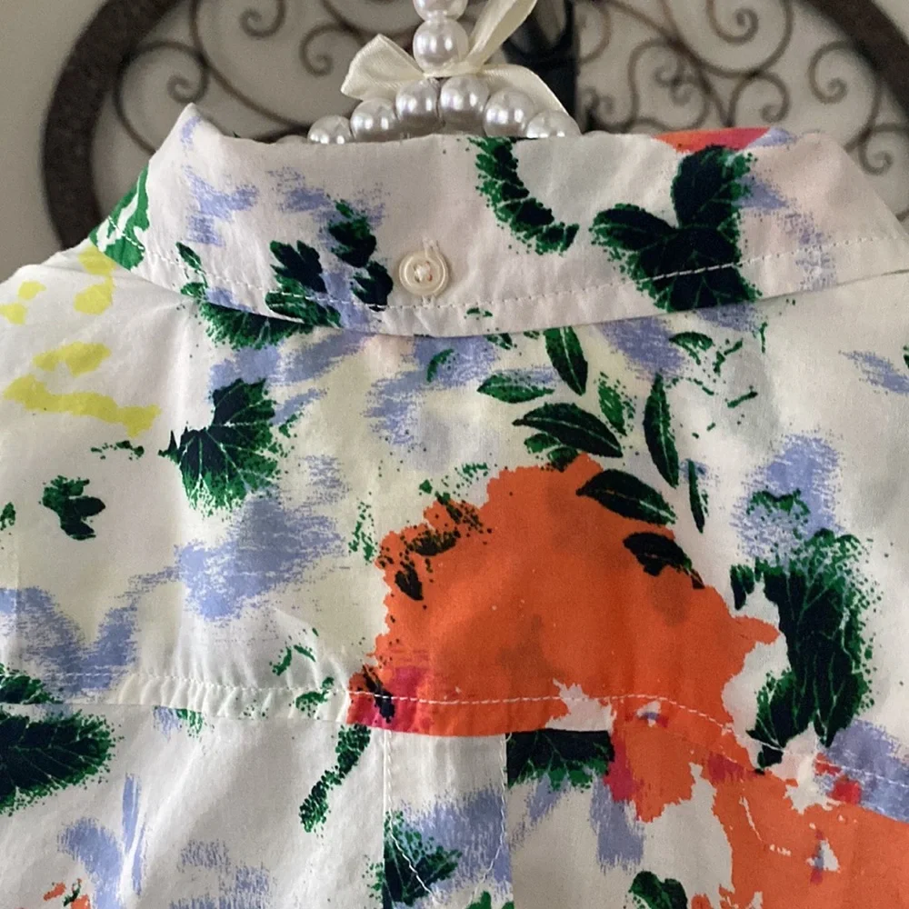 Gap Shrunken Boyfriend Floral Button Down Shirt XS